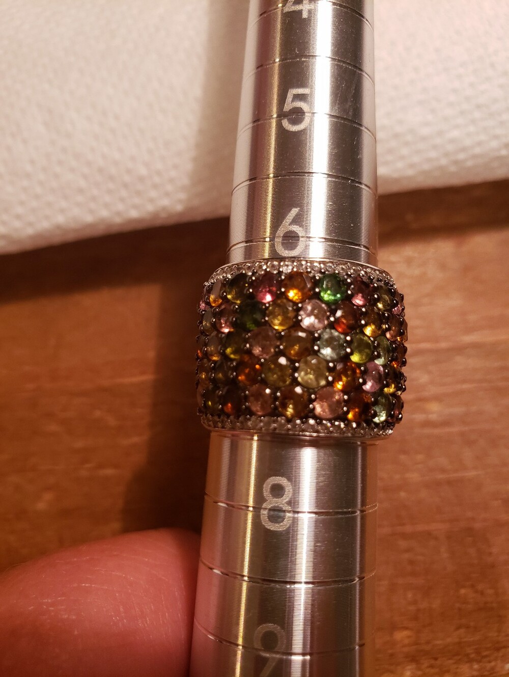 Multi Tourmaline Rhodium Over Sterling Silver Ring Size 7